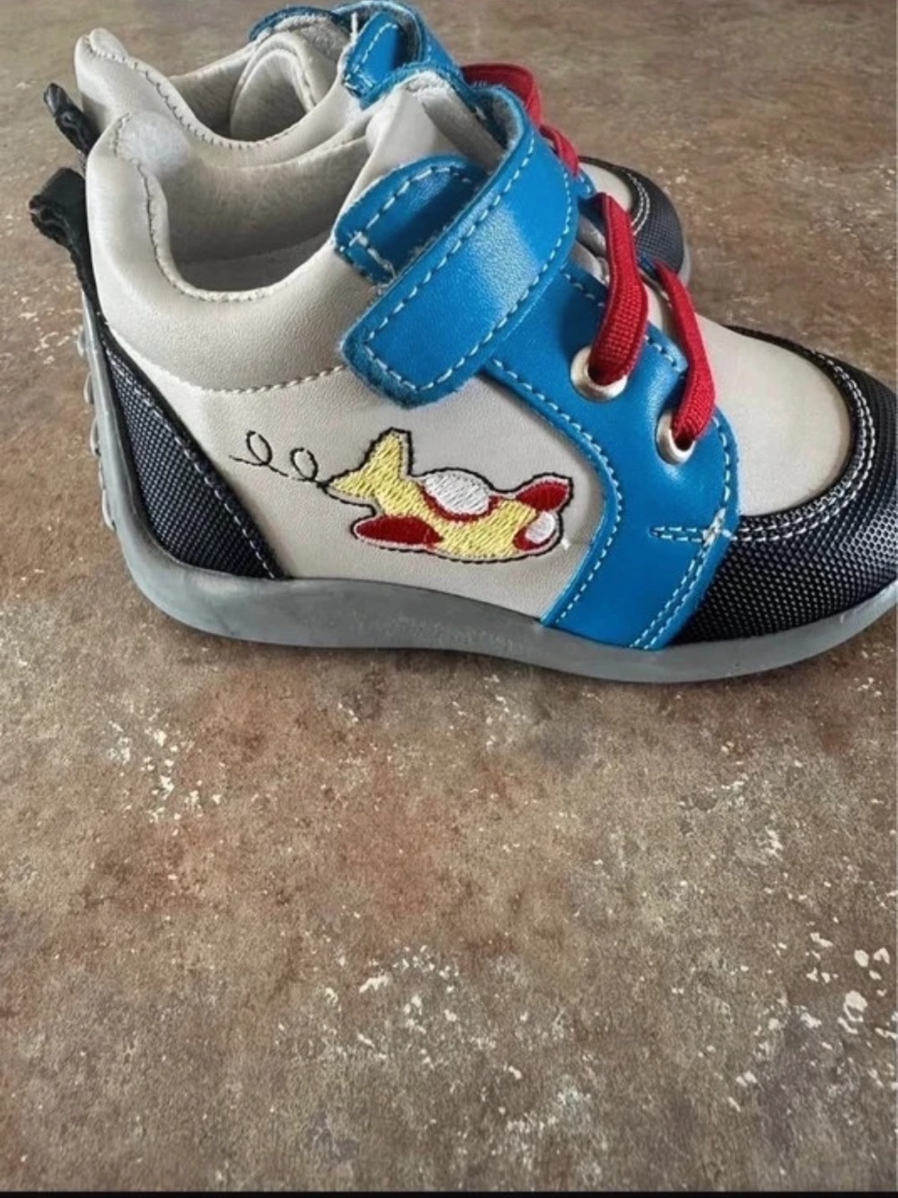 Andanenes Boys Orthopedic First Walker Shoes Airplane Patch Size 6T / Mex 13